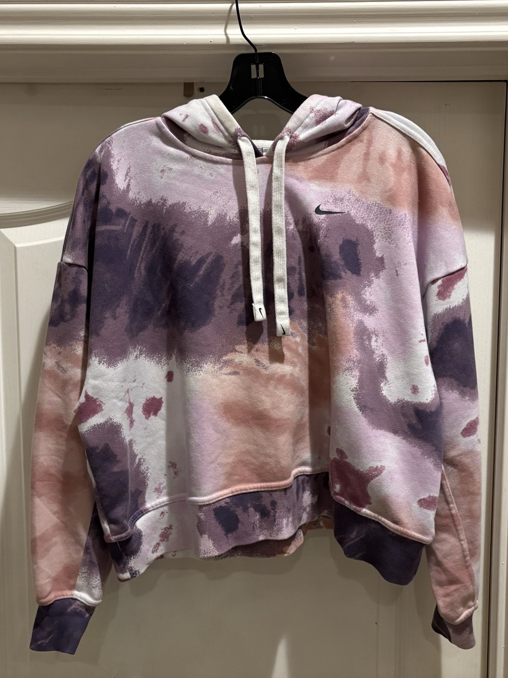 Nike Sportswear Tie-Dye Cropped Hoodie Pink & Purple Medium Like New